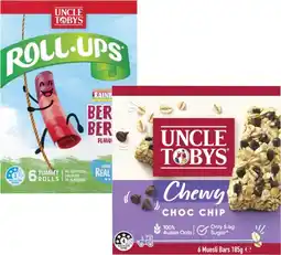 Coles Uncle Tobys Muesli Bars 145g-185g or Roll Ups 94g offer