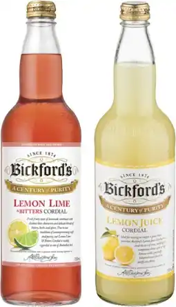 Coles Bickford's Cordial 750mL offer