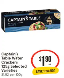 IGA Captain's Table Water Crackers Selected Varieties offer