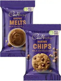 Coles Cadbury Baking Chocolate Blocks, Chips or Melts 180g-225g offer
