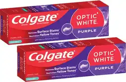 Coles Colgate Optic White Purple Toothpaste 100g offer