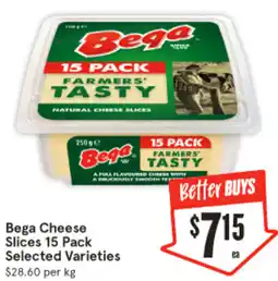 IGA Bega Cheese Slices 15 Pack Selected Varieties offer