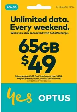 Coles Optus $49 Prepaid SIM offer