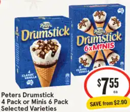 IGA Peters Drumstick 4 Pack or Minis 6 Pack Selected Varieties offer