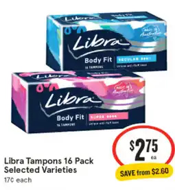 IGA Libra Tampons 16 Pack Selected Varieties offer
