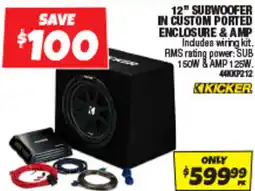 Autobarn Kicker 12" subwoofer in custom ported enclosure & amp offer