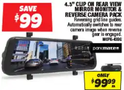 Autobarn 4.3" clip on rear view mrror monitor & reverse camera pack offer