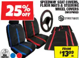 Autobarn Speedway seat covers, floor mats & steering wheel covers offer