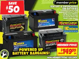 Autobarn Century & supercharge din batteries offer