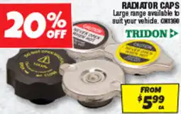 Autobarn Radiator caps offer
