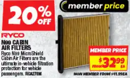 Autobarn Ryco cabin air filters offer