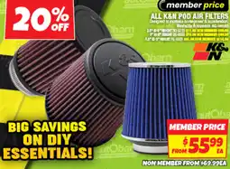Autobarn All k&n pod air filters offer