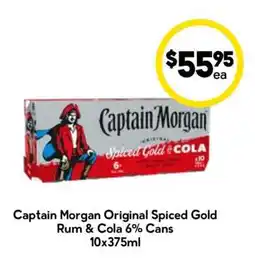 Drakes Captain Morgan Original Spiced Gold Rum & Cola 6% Cans offer