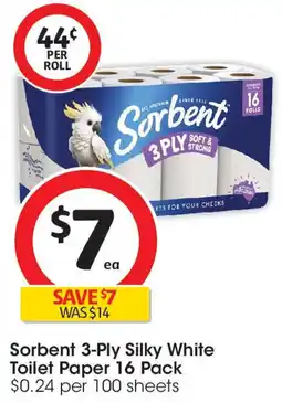Coles Sorbent 3-Ply Silky White Toilet Paper offer