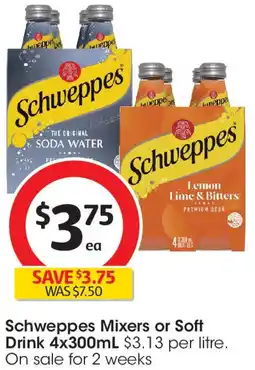 Coles Schweppes Mixers or Soft Drink offer