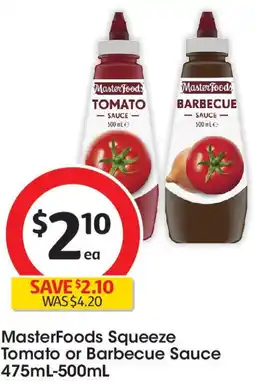 Coles MasterFoods Squeeze Tomato or Barbecue Sauce offer