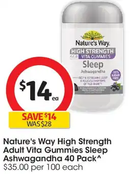 Coles Nature's Way High Strength Adult Vita Gummies Sleep Ashwagandha offer