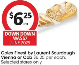 Coles Coles Finest by Laurent Sourdough Vienna or Cob offer
