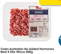 Coles Coles australian no added hormones beef 4 star mince offer