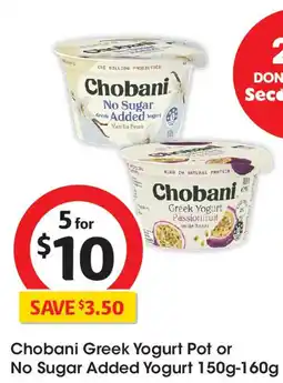 Coles Chobani Greek Yogurt Pot or No Sugar Added Yogurt offer
