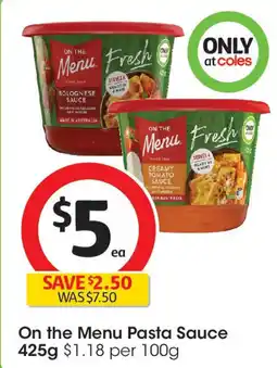Coles On the Menu Pasta Sauce offer