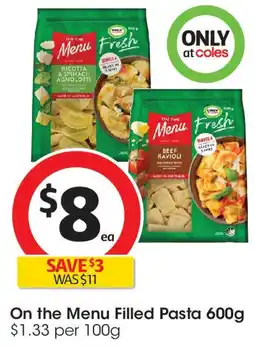 Coles On the Menu Filled Pasta offer