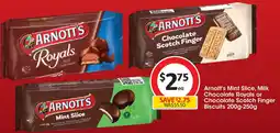 Coles Arnott's Mint Slice, Milk Chocolate Royals or Chocolate Scotch Fingers Biscuits offer