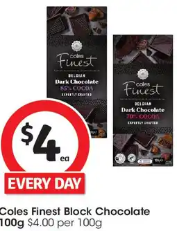 Coles Coles Finest Block Dark Chocolate offer
