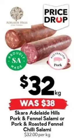Drakes Skara Adelaide Hills Pork & Fennel Salami or Pork & Roasted Fennel Chilli Salami offer