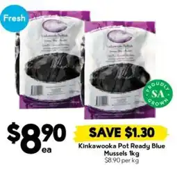 Drakes Kinkawooka Pot Ready Blue Mussels 1kg offer