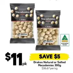 Drakes Drakes Natural or Salted Macadamias 300g offer