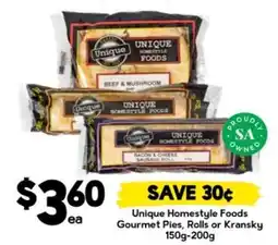 Drakes Unique Homestyle Foods Gourmet Pies, Rolls or Kransky offer