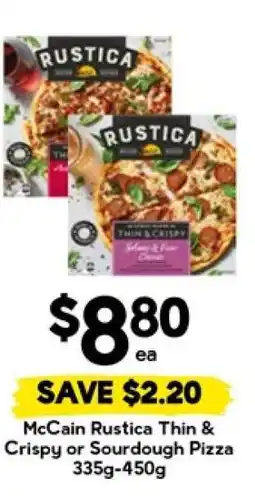 Drakes McCain Rustica Thin & Crispy or Sourdough Pizza offer