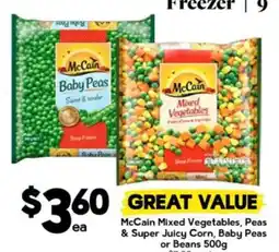 Drakes McCain Mixed Vegetables, Peas & Super Juicy Corn, Baby Peas or Beans offer