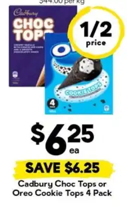 Drakes Cadbury Choc Tops or Oreo Cookie Tops 4 Pack offer
