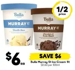 Drakes Bulla Murray St Ice Cream 1lt offer