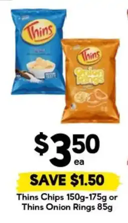 Drakes Thins Chips 150g-175g or Thins Onion Rings 85g offer