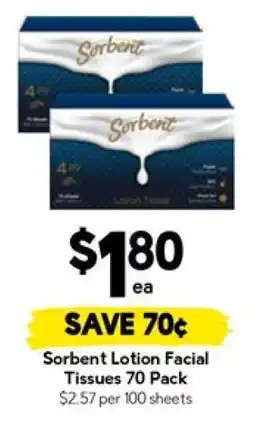 Drakes Sorbent Lotion Facial Tissues 70 Pack offer