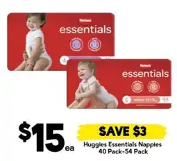 Drakes Huggies Essentials Nappies 40 Pack-54 Pack offer