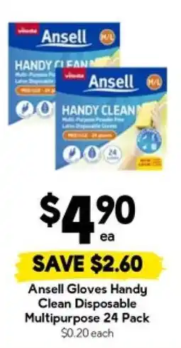 Drakes Ansell Gloves Handy Clean Disposable Multipurpose 24 Pack offer