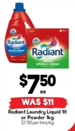 Drakes Radiant Laundry Liquid 1lt or Powder 1kg offer