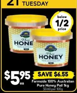 Drakes Farmside 100% Australian Pure Honey Pail 1kg offer