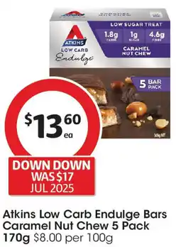 Coles Atkins Low Carb Endulge Bars Caramel Nut Chew offer