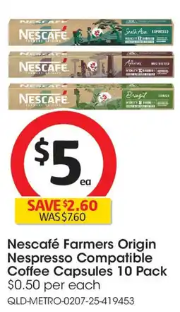 Coles Nescafé Farmers Origin Nespresso Compatible Coffee Capsules offer