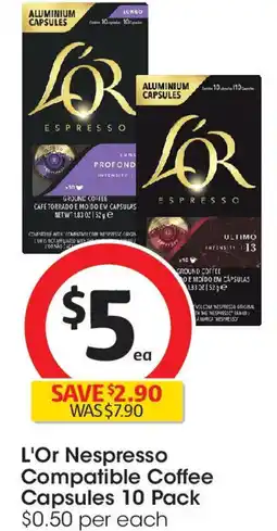 Coles L'Or Nespresso Compatible Coffee Capsules offer