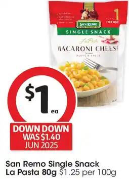 Coles San Remo Single Snack La Pasta offer