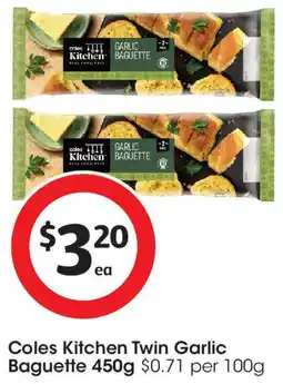 Coles Coles Kitchen Twin Garlic Baguette offer