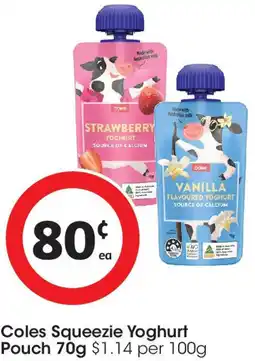 Coles Coles Squeezie Yoghurt Pouch offer