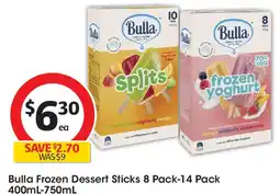 Coles Bulla Frozen Dessert Sticks 8 Pack-14 Pack offer