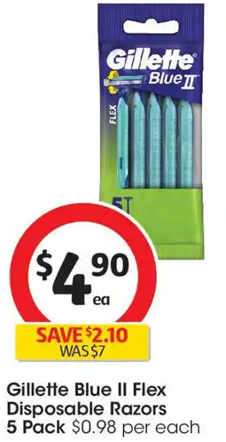 Coles Gillette Blue II Flex Disposable Razors offer